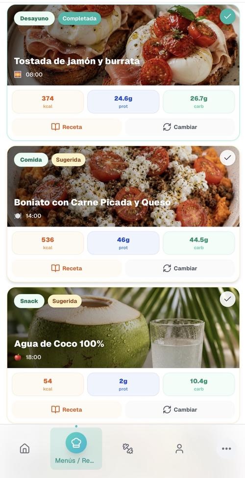 Captura de NexFit, la app del Método SK — plan de alimentación con recetas